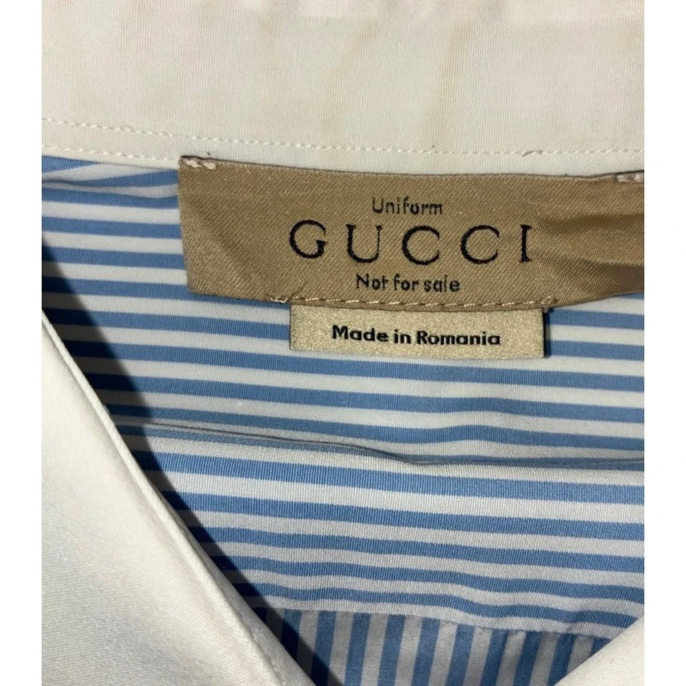 Gucci Shirt Men's 17.5 Blue Striped And Vest 3XL Navy Wool Uniform Slim Fit